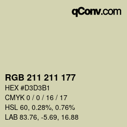 カラーコード: RGB 211 211 177 | qconv.com