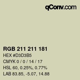 カラーコード: RGB 211 211 181 | qconv.com