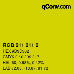 カラーコード: RGB 211 211 2 | qconv.com