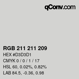 カラーコード: RGB 211 211 209 | qconv.com