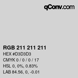 カラーコード: RGBA 211 211 211 1 | qconv.com