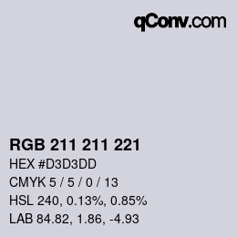 Farbcode: RGB 211 211 221 | qconv.com