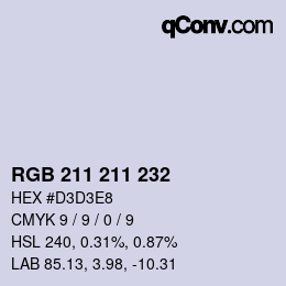 Color code: RGB 211 211 232 | qconv.com