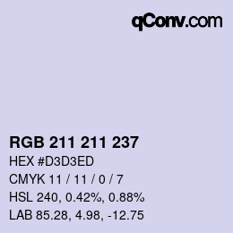 カラーコード: RGB 211 211 237 | qconv.com