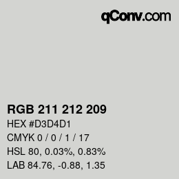 Código de color: RGB 211 212 209 | qconv.com