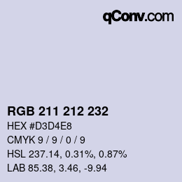Farbcode: RGB 211 212 232 | qconv.com