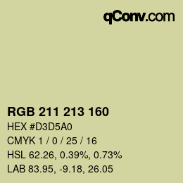 カラーコード: RGB 211 213 160 | qconv.com