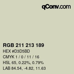 カラーコード: RGB 211 213 189 | qconv.com