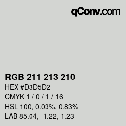 Color code: RGB 211 213 210 | qconv.com