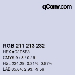 Color code: RGB 211 213 232 | qconv.com