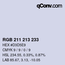 Color code: RGB 211 213 233 | qconv.com