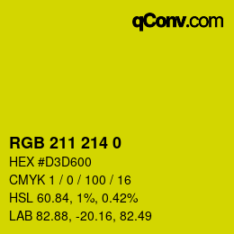 颜色代码: RGB 211 214 0 | qconv.com