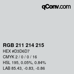 カラーコード: RGB 211 214 215 | qconv.com