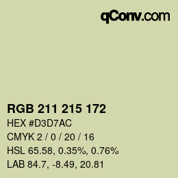 颜色代码: RGB 211 215 172 | qconv.com