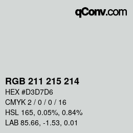 カラーコード: RGB 211 215 214 | qconv.com
