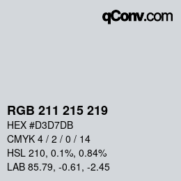 Color code: RGB 211 215 219 | qconv.com
