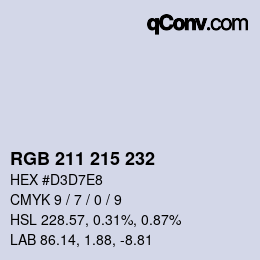 Color code: RGB 211 215 232 | qconv.com
