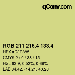 カラーコード: RGB 211 216.4 133.4 | qconv.com