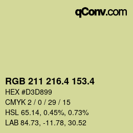 カラーコード: RGB 211 216.4 153.4 | qconv.com