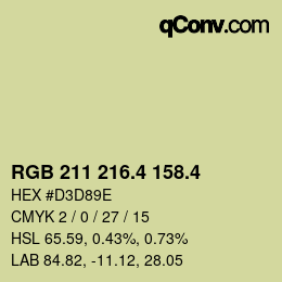 カラーコード: RGB 211 216.4 158.4 | qconv.com