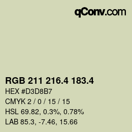 カラーコード: RGB 211 216.4 183.4 | qconv.com