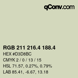 カラーコード: RGB 211 216.4 188.4 | qconv.com