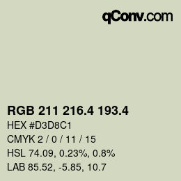 カラーコード: RGB 211 216.4 193.4 | qconv.com