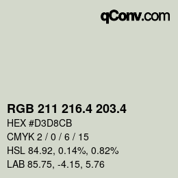 カラーコード: RGB 211 216.4 203.4 | qconv.com