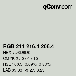 カラーコード: RGB 211 216.4 208.4 | qconv.com