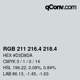 カラーコード: RGB 211 216.4 218.4 | qconv.com