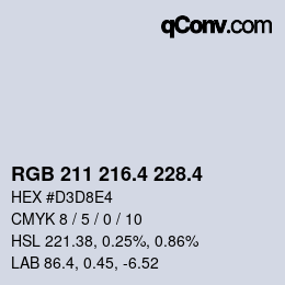 カラーコード: RGB 211 216.4 228.4 | qconv.com