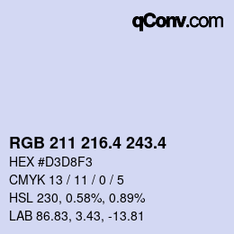 カラーコード: RGB 211 216.4 243.4 | qconv.com