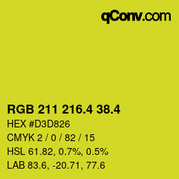 カラーコード: RGB 211 216.4 38.4 | qconv.com