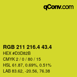 カラーコード: RGB 211 216.4 43.4 | qconv.com