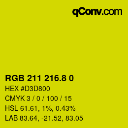 カラーコード: RGB 211 216.8 0 | qconv.com