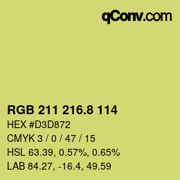 カラーコード: RGB 211 216.8 114 | qconv.com