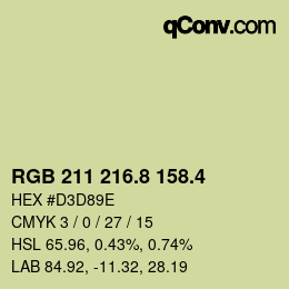 カラーコード: RGB 211 216.8 158.4 | qconv.com