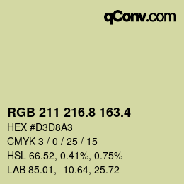 カラーコード: RGB 211 216.8 163.4 | qconv.com
