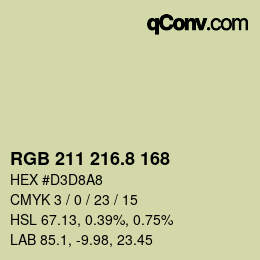 Farbcode: RGB 211 216.8 168 | qconv.com