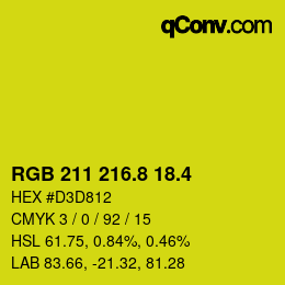 カラーコード: RGB 211 216.8 18.4 | qconv.com