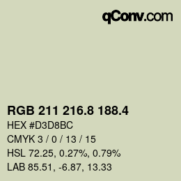 カラーコード: RGB 211 216.8 188.4 | qconv.com