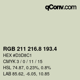 カラーコード: RGB 211 216.8 193.4 | qconv.com
