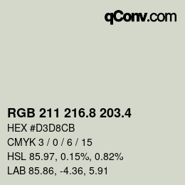 カラーコード: RGB 211 216.8 203.4 | qconv.com