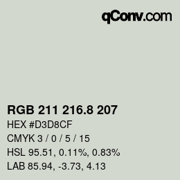 Color code: RGB 211 216.8 207 | qconv.com