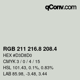 カラーコード: RGB 211 216.8 208.4 | qconv.com
