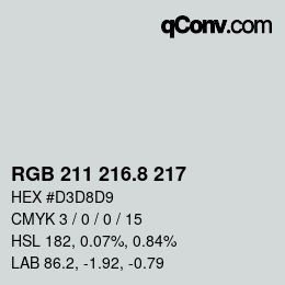 Color code: RGB 211 216.8 217 | qconv.com
