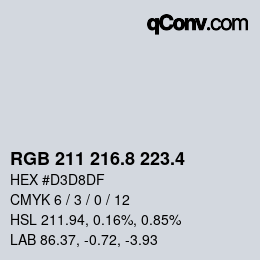 カラーコード: RGB 211 216.8 223.4 | qconv.com
