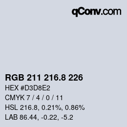 カラーコード: RGB 211 216.8 226 | qconv.com