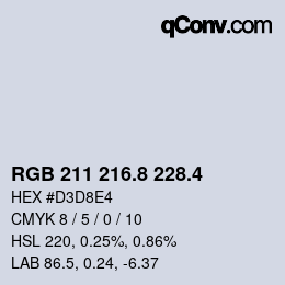 カラーコード: RGB 211 216.8 228.4 | qconv.com