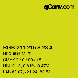カラーコード: RGB 211 216.8 23.4 | qconv.com